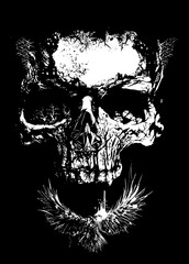 Scary, horror style human skull illustration. Vector illustration of an optical illusion.