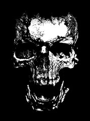 Scary, horror style human skull illustration. Vector illustration of an optical illusion.