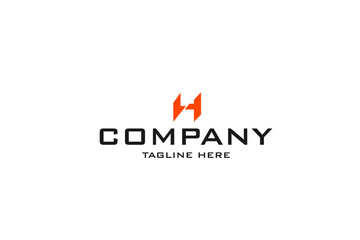 modern web digital red logo design consisting of letter h