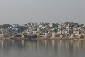 The Beautiful Ghat View of Pushkar, Rajasthan, India. Pushkar Lake.