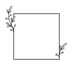 Floral square frame. Vintage botanical hand drawn element for design invitations, cards and labels. Natural ornaments. Vector illustration.