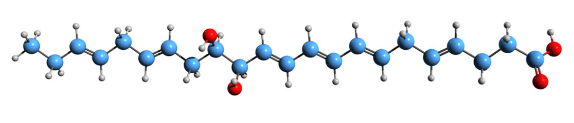 3D image of Maresin 2 skeletal formula - molecular chemical structure of metabolite isolated on white background
