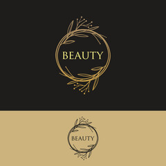 Luxurious Nature floral leaf ornament logo icon design template. Gold, elegant, beauty, spa, yoga, cosmetic product, modern vector illustration