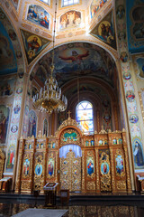 Fototapeta na wymiar Interior of Transfiguration Cathedral in Kolomyia, Ivano-Frankivsk region of Ukraine