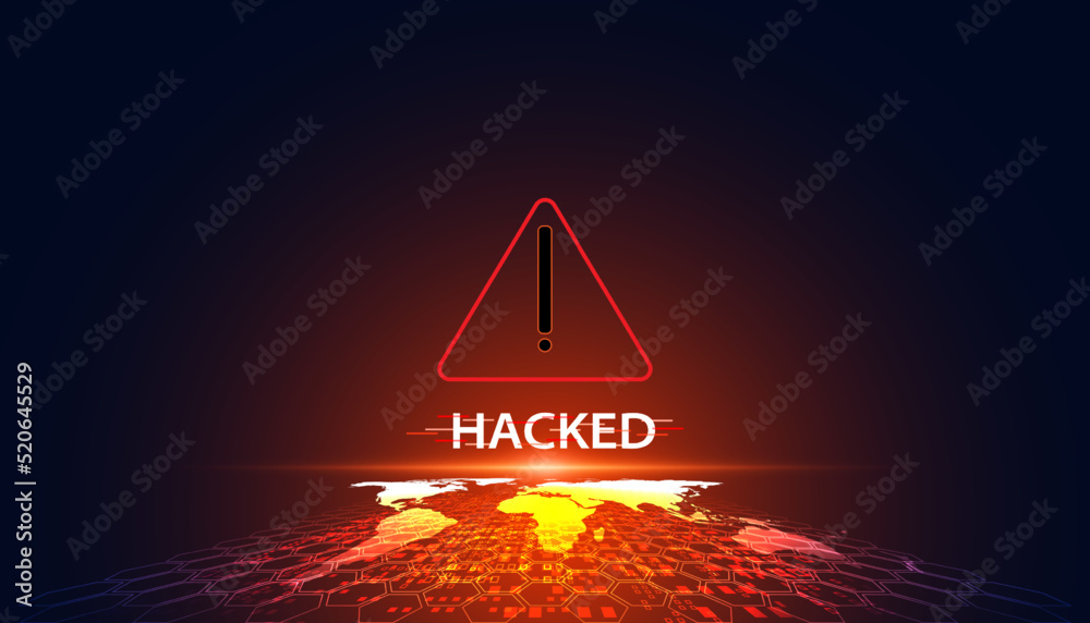 Poster abstract hack system hack warning symbol concept hacking warning in the world security system, passw
