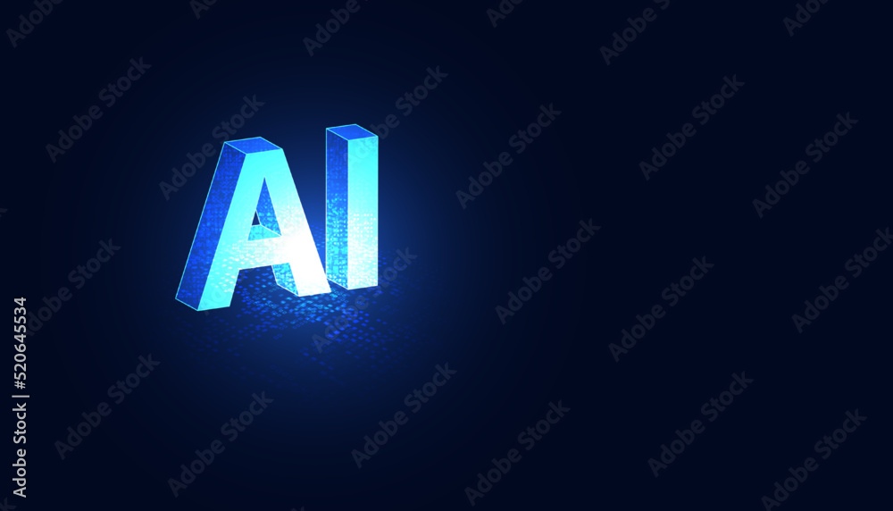 Poster abstract artificial intelligence on atomic and technology background with computer systems circuit b