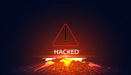 Abstract hack system hack warning symbol concept hacking warning in the world Security system, password, update the anti-theft system online.