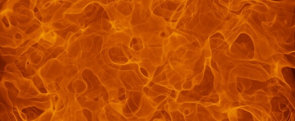 Obraz premium Wall of blazing fire background. Red flaming fire closeup with 3d render glowing orange flame gradient. Wriggling tongues of hot energy with infernal heat textures