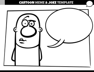 black and white cartoon meme template with comic man