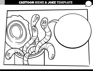 black and white cartoon meme template with can of worms