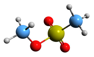Obraz premium 3D image of Methyl methanesulfonate skeletal formula - molecular chemical structure of alkylating agent isolated on white background 