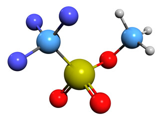  3D image of Methyl trifluoromethanesulfonate skeletal formula - molecular chemical structure of  organic compound methyl triflate isolated on white background
