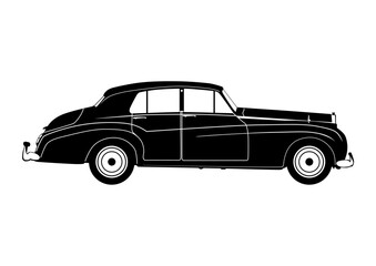 Silhouette of a classic limousine. A vector consisting of two shapes.