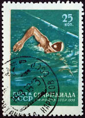Postage stamp Russia 1956 Swimming, Sport