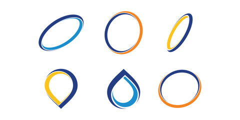 Ring logo design vector with creative circle, pin and drop element concept