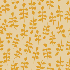 Yellow plant leaves seamless vector repeat pattern