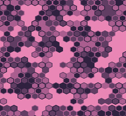 
Camouflage hexagonal texture vector seamless pink pattern, abstraction for printing clothes, paper, fabric.