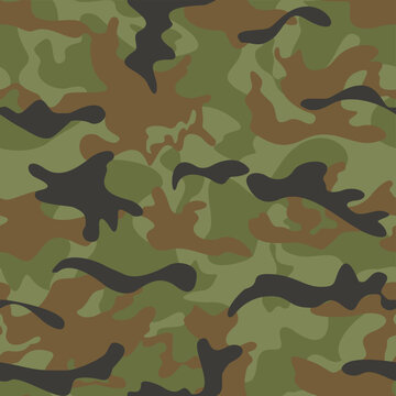 Green camouflage pattern repeat background, army seamless print, modern texture for clothing print, fabric.