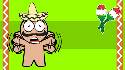 funny mexican character cartoon background. mexican hat vector format