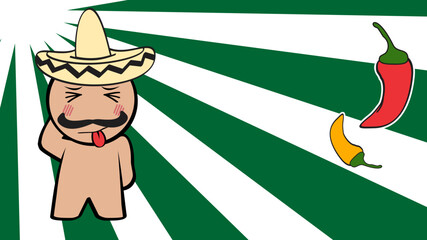 funny mexican character cartoon background. mexican hat vector format