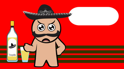 funny mexican character cartoon background. mexican hat vector format