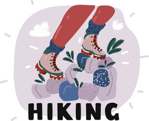 Vector illustration of hiking legs in boots