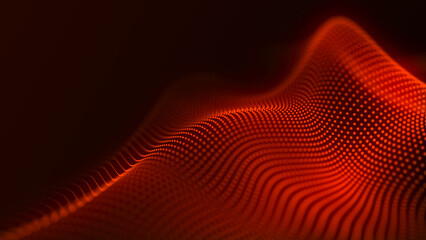 Futuristic particle wave. Abstract technology background. Big data visualization. 3D rendering.