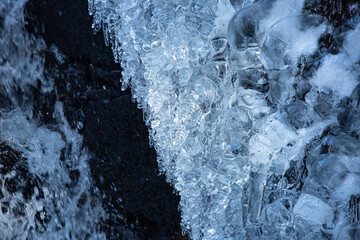 Winter ice formation in a brook in Vernon, Connecticut.