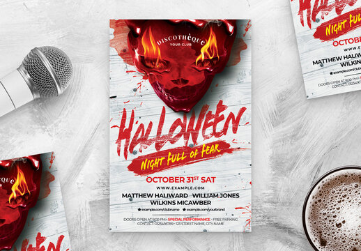 Halloween Skull Party Flyer Poster