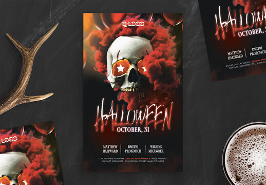 Halloween Skull Flyer Poster