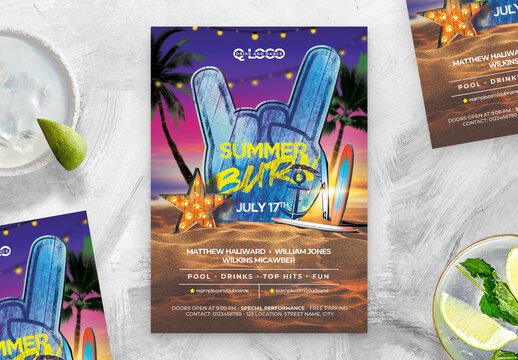 Tropical Beach Party Flyer Poster