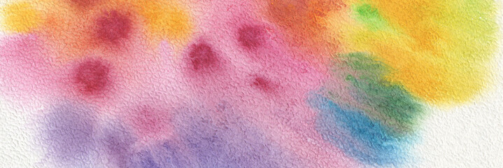 Art Watercolor and ink blot flow painting . Abstract texture color stain copy space horizontal background.