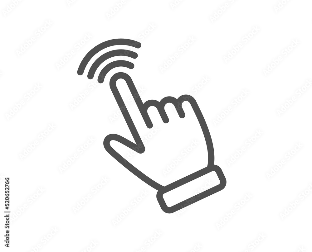 Poster hand cursor line icon. click action sign. finger pointer symbol. quality design element. linear styl