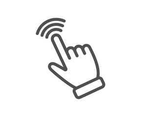 Hand cursor line icon. Click action sign. Finger pointer symbol. Quality design element. Linear style cursor icon. Editable stroke. Vector