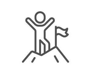Leadership line icon. Person with flag sign. Business skill symbol. Quality design element. Linear style leadership icon. Editable stroke. Vector