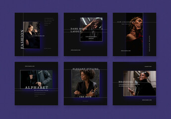 Luxury Style Social Media Posts with Blue Backlight