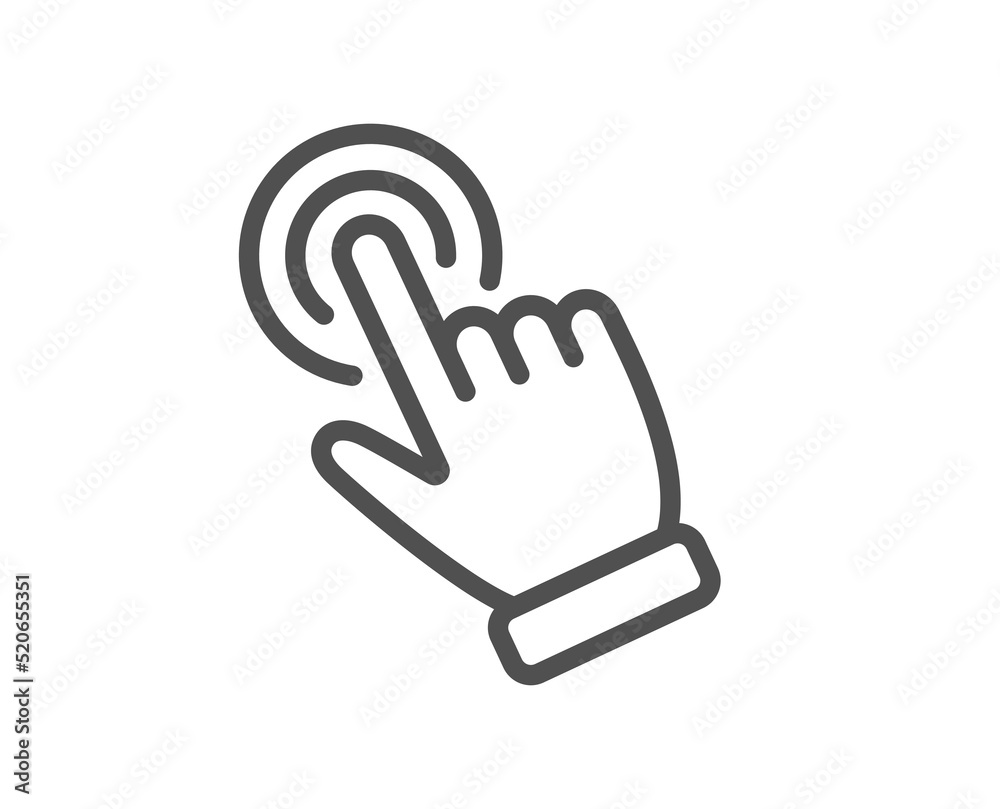 Poster hand cursor line icon. click action sign. finger pointer symbol. quality design element. linear styl