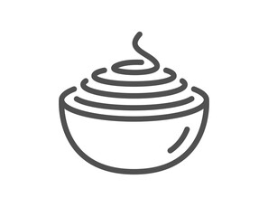 Pasta line icon. Spaghetti plate sign. Noodle bowl symbol. Quality design element. Linear style pasta icon. Editable stroke. Vector