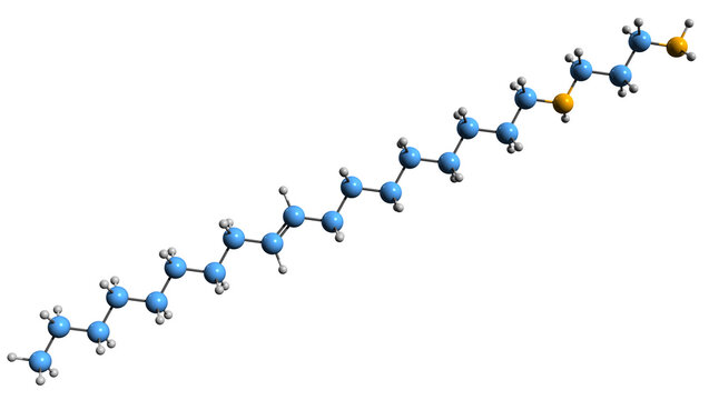 3D image of N-Oleyl-1 3-propanediamine skeletal formula - molecular chemical structure of catalyst isolated on white background