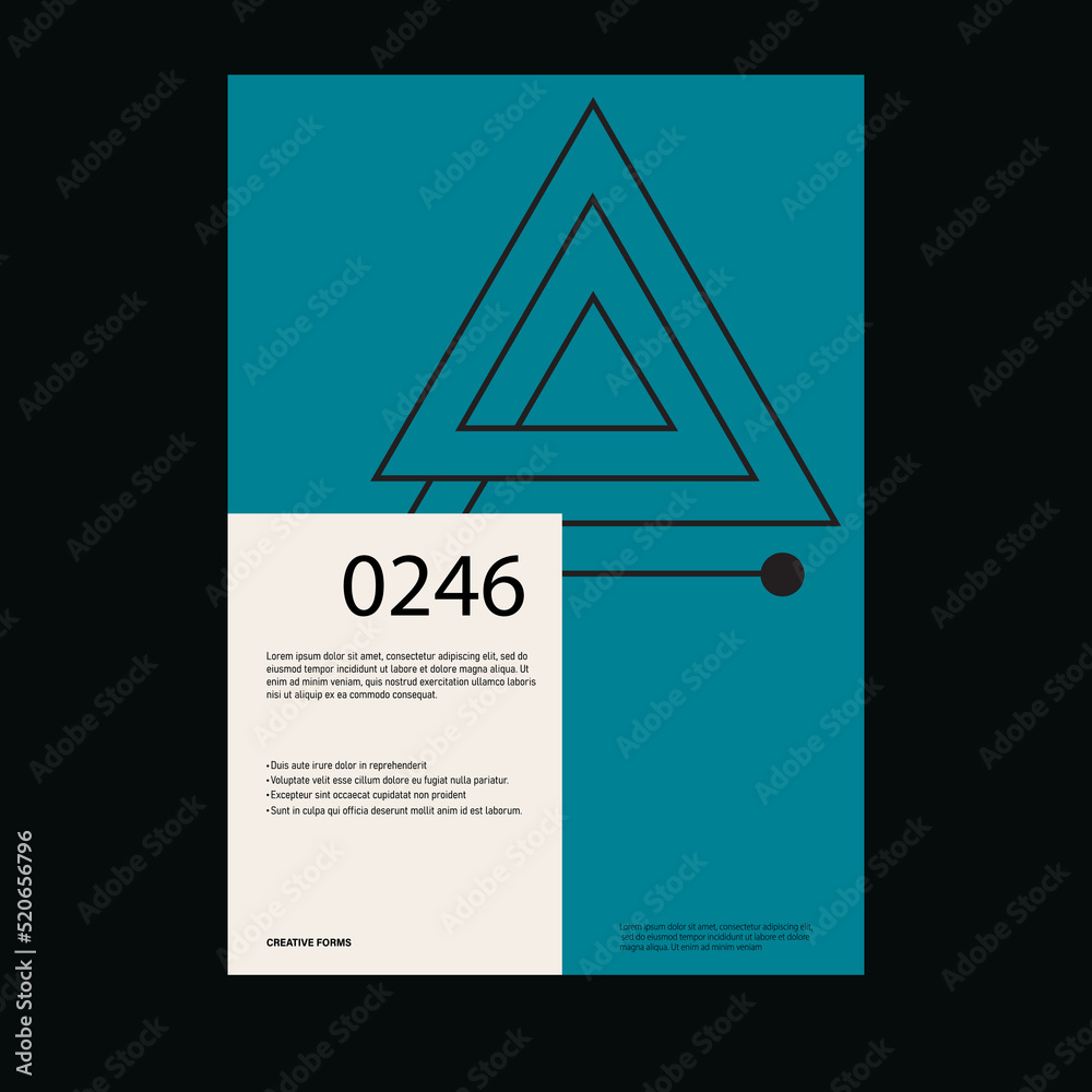 Poster bauhaus poster template layout with clean typography and minimal vector pattern with abstract geomet