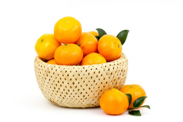fresh tangerines in a basket