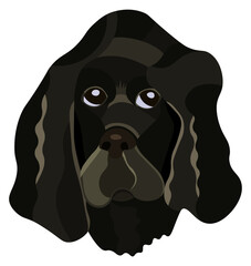 Cute guilty spaniel puppy dog head portrait in graphic style