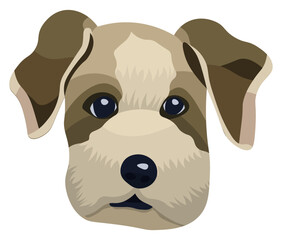 Cute terrier puppy dog head portrait illustration in graphic style