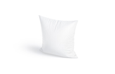 Blank white square pillow mockup stand, side view