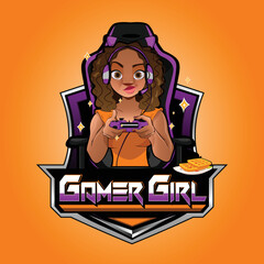 Gamer girl mascot logo