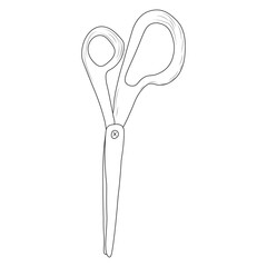 office scissors line art, black and white scissors for coloring, stationery for school.