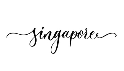 Hand sketched Singapore lettering text. Fashion lettering typography. Great for clothing, logo, badge, icon, card, sticker poster invitation