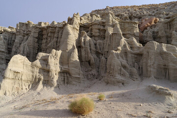 An eroded sandstone hillside shown at Ricardo Campground in the Mojave Desert.