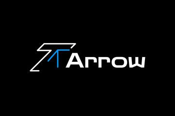 abstract flat tech letter t arrow modern logo design