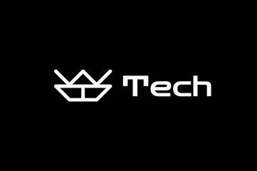 abstract flat tech modern logo design